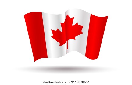 Vector Canadian flag in 3D style. Vintage flag of Canada for holidays.