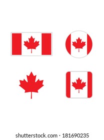 Vector Canadian flag icon set 