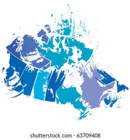 vector canadian map by artistic brush strokes