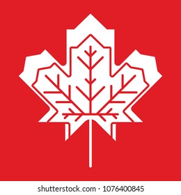 A vector Canadian maple leaf design over a red background.