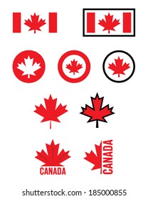 Vector Canadian Maple Leaf Icon and Logo Set