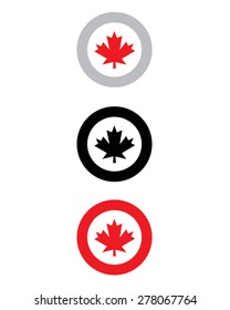 Vector Canadian maple leaf roundel icon and logo set