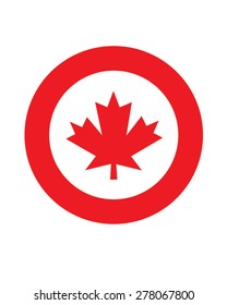 Vector Canadian Maple Leaf Roundel Icon Representing Canada As Well As The Canadian Military