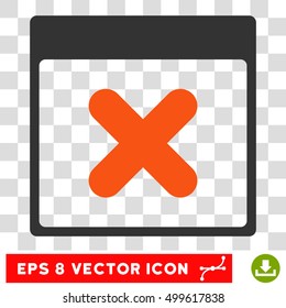 Vector Cancel Calendar Page EPS vector pictogram. Illustration style is flat iconic bicolor orange and gray symbol on a transparent background.
