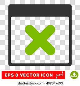 Vector Cancel Calendar Page EPS vector pictograph. Illustration style is flat iconic bicolor eco green and gray symbol on a transparent background.