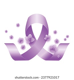 Vector cancer day ribbon with flowers.