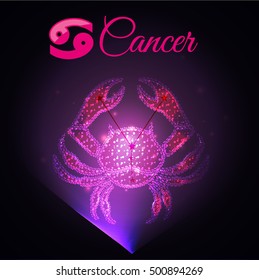Vector Cancer - the fourth  astrological sign in the Zodiac from the glowing stars in the dark sky