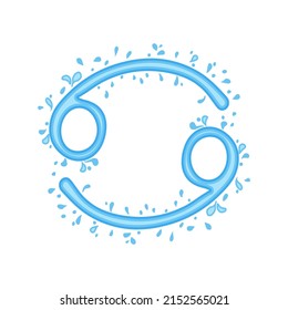 Vector Cancer icon. Zodiac sign Cancer in water style.