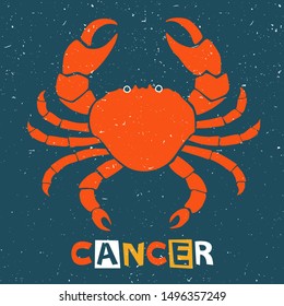 Vector cancer zodiac sign original design. Can be used for poster, greeting card, birthday party, invitation. Vector illustration