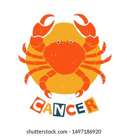 Vector cancer zodiac sign original design. Can be used for poster, greeting card, birthday party, invitation. Vector illustration