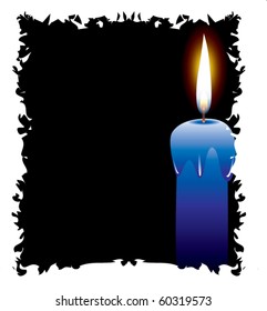 vector candle behind frosty glass