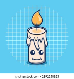 Vector candle character on halloween day. Flat cartoon style.