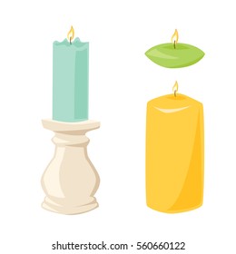 Vector candle with fire.