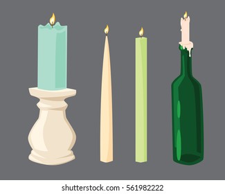 Vector candle with fire.