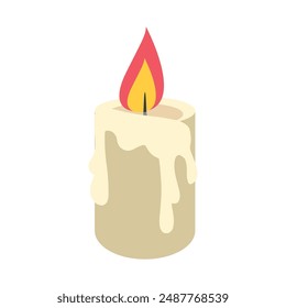 Vector candle flat icon. Burning candle isolated on white background. flat design element.