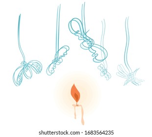 vector candle with flying moths