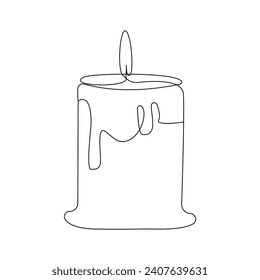 Vector candle light continuous one line drawing art illustration on white background