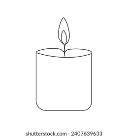 Vector candle light continuous one line drawing art illustration on white background
