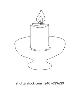 Vector candle light continuous one line drawing art illustration on white background