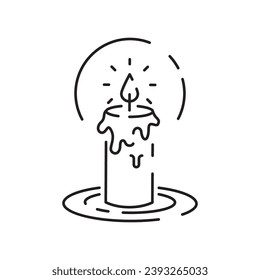 Vector candle line icon. Christmas black linear symbols on a white background. Editable stroke. Happy New Year, birthday, and church or Christian, pray