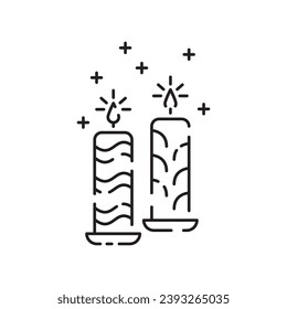 Vector candle line icon. Christmas black linear symbols on a white background. Editable stroke. Happy New Year, birthday, and church or Christian, pray