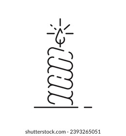 Vector candle line icon. Christmas black linear symbols on a white background. Editable stroke. Happy New Year, birthday, and church or Christian, pray