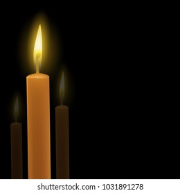 Vector candle on black background