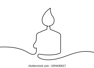 Vector candle. One line style illustration