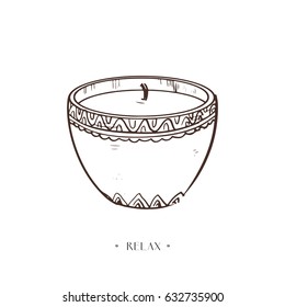 Vector candle relaxation, yoga.