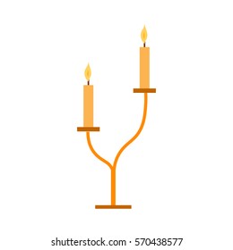 Vector candle romantic wax party decoration.
