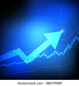 Vector : Candle sticks and bar chart with arrows on business background