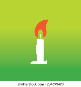 vector candle symbol on green background 