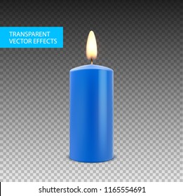 Vector candle wax isolated decoration. Candlelight flame for celebration. Glowing realistic candle light on transparent.