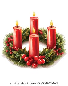 Vector Candlelit Advent Wreath design