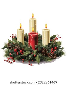 Vector Candlelit Advent Wreath design