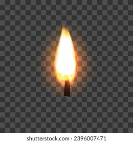 Vector candles flame on tranparent background.