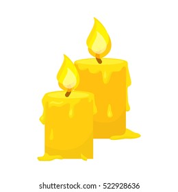 Vector of candles isolated on white. Cartoon style. Cute funny christmas icon. EPS 10 Vector illustration.
