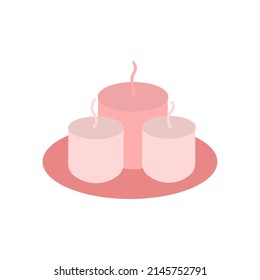 Vector candles on plate illustration. Hand drawn candles decoration