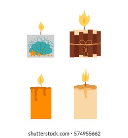 Vector candles romantic wax party decoration.