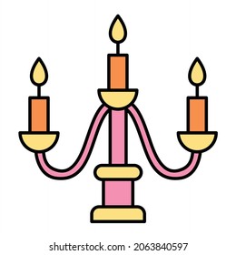 Diseño del icono de contorno relleno de candelabro vectorial
