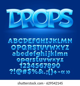 Vector candy blue letters, symbols and numbers. Contains graphic style