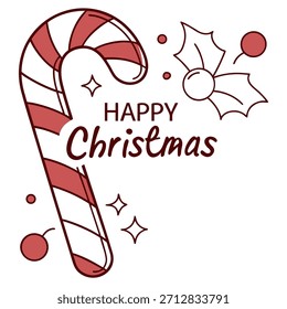 Vector of Candy cane with "Happy Christmas" on white background