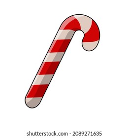 Vector candy cane. Candy cane icon. Christmas symbol. Stripped candy cane.