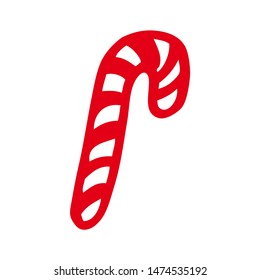 Vector candy cane. Candy cane icon. Dooodle candy.