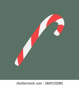 Vector candy cane isolated on white. Simple hand-drawn illustration of candy, the symbol of Christmas.