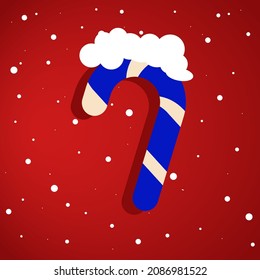 vector candy cane tasty stick celebrate striped tradition joy dessert food sweet happy red winter holiday new year card illustration background snow sugar positive kid festive merry lollipop gift 