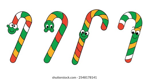 Vector candy canes in a glass with white background