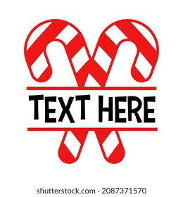 Vector Candy Canes Name Frame