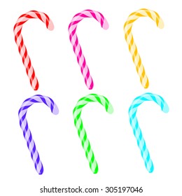 Vector Candy Canes Set Isolated on White Background