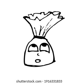 Vector candy with cherry, face, smile, eyes and smudges isolated on the white background for menu cafe, bar, children food, restaurant